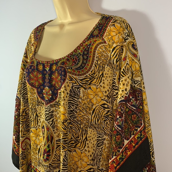 Santé classics vintage one size mixed print kimono kaftan floral zebra paisley - Picture 2 of 8